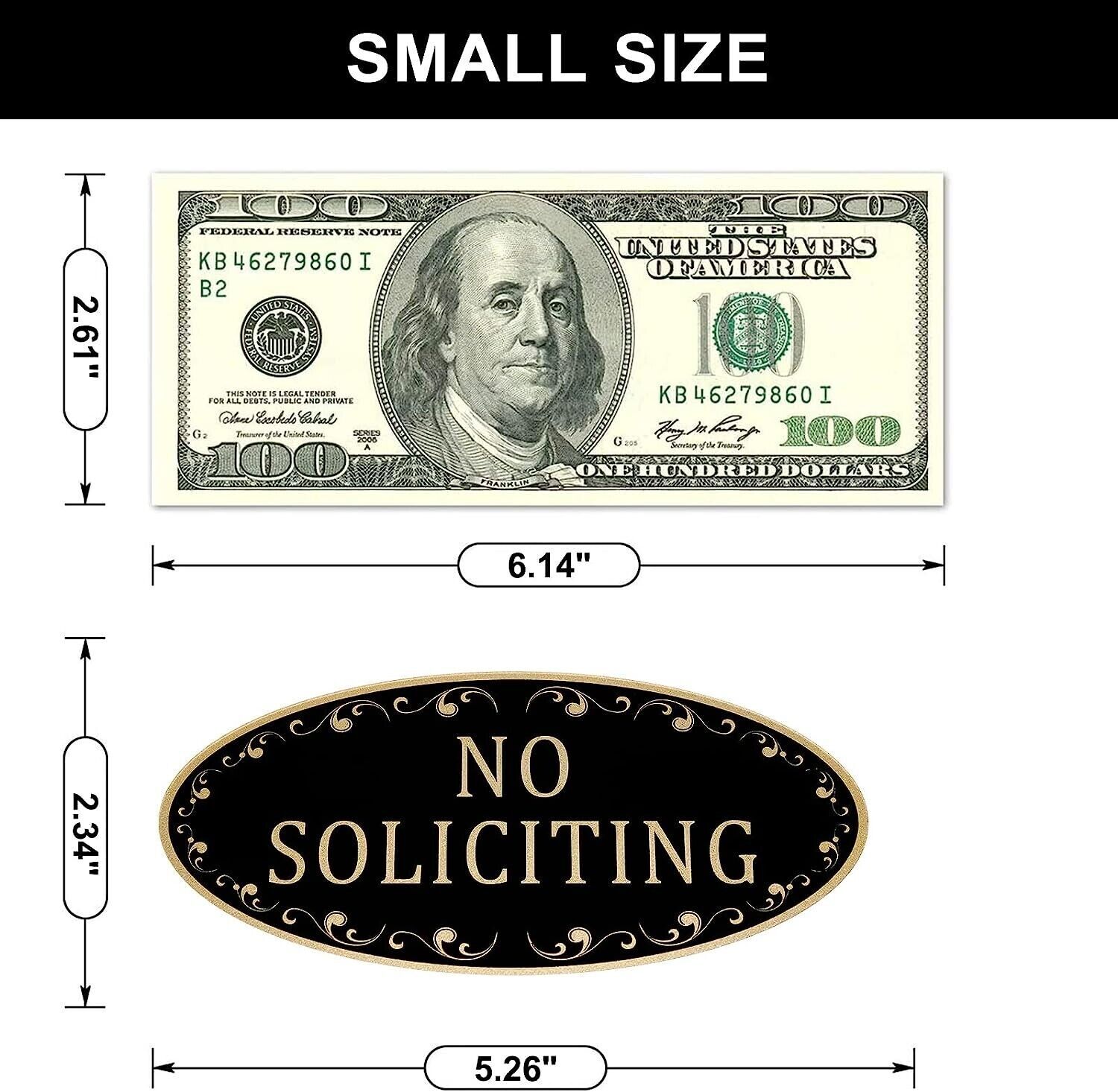 No Soliciting Metallic Decal Sign Decorative Black Gold Home Front Door Notice