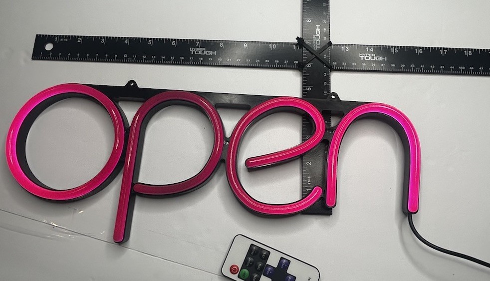 LED Neon OPEN Sign Pink Store Window Business Light w/ Remote & Power Adapter