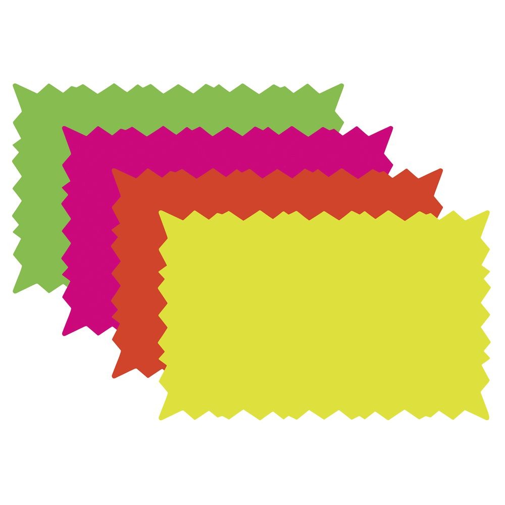 Ready Flow Rectangular Assorted Fluorescent Starburst Sign Cards – 11″L x 7″H