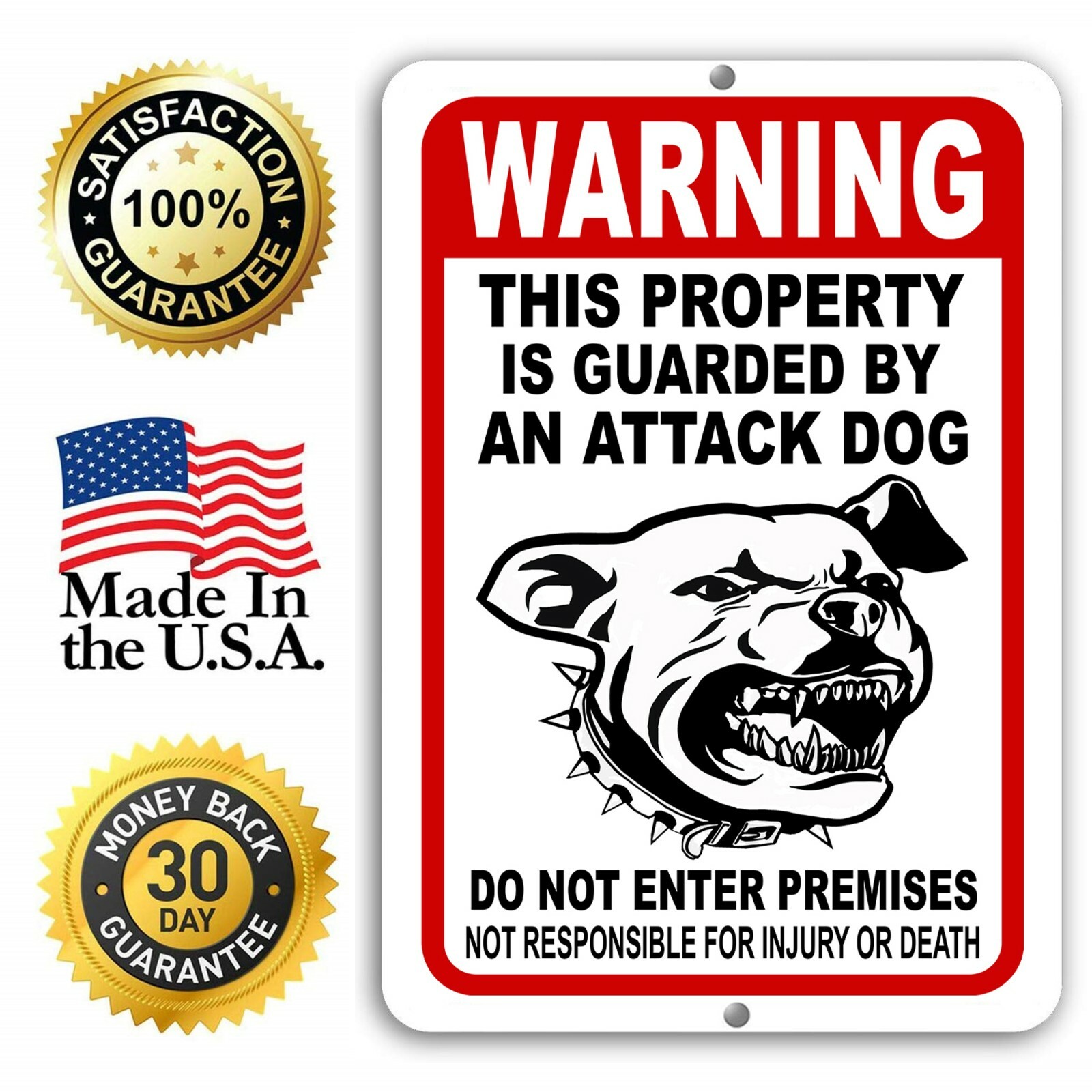 BEWARE OF DOG Sign Attack Dog on Duty Guard Dog 8″x 12″ Aluminum Metal Warning