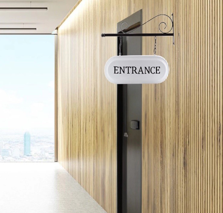Wall-Mounted Metal Entrance Sign, Enamelware Business Entrance Reception Welcome