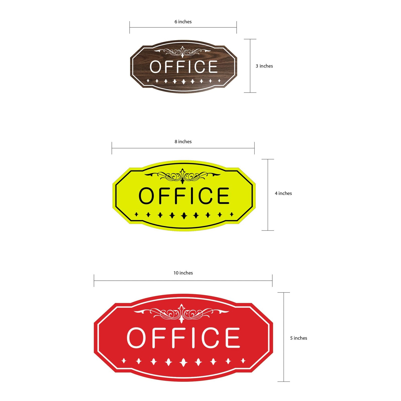 Office Victorian Door/Wall Sign (Black/Gold) – Large 5″ x 10″