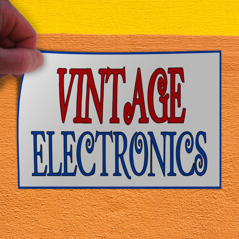 Decal Stickers Vintage Electronics Vinyl Store Sign Label Vintage
