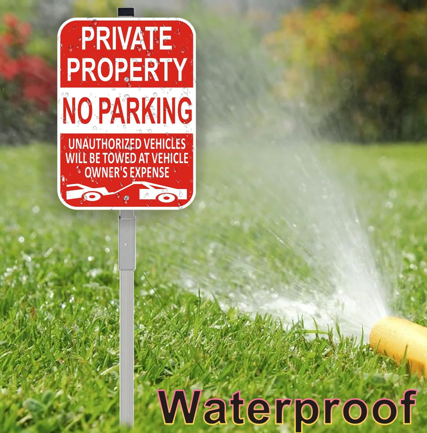 Large Private Property No Parking Sign with Stake – 2 Pack, Reflective Aluminum