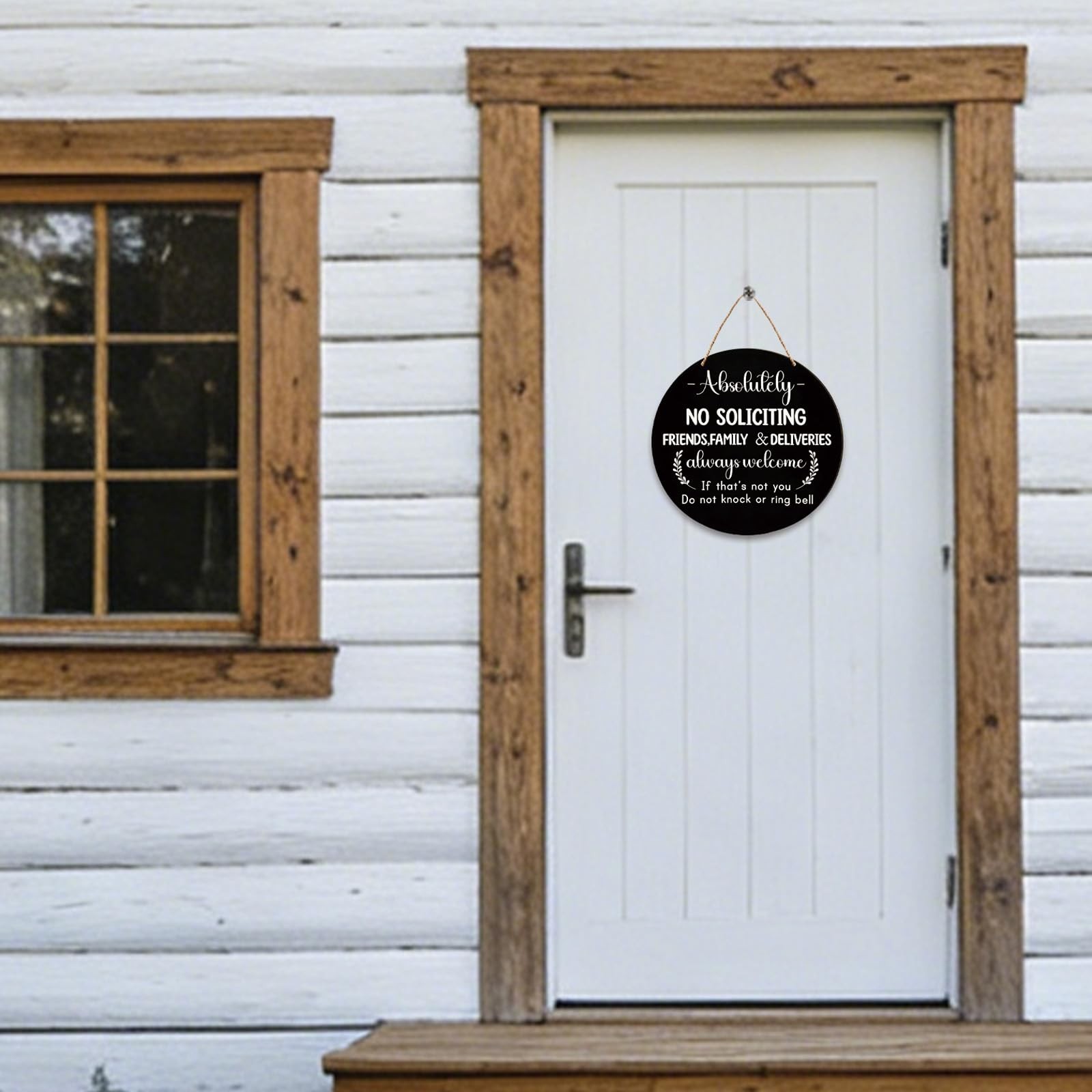 Wooden Sign for Front Door – No Soliciting, Don’t Knock or Ring Black