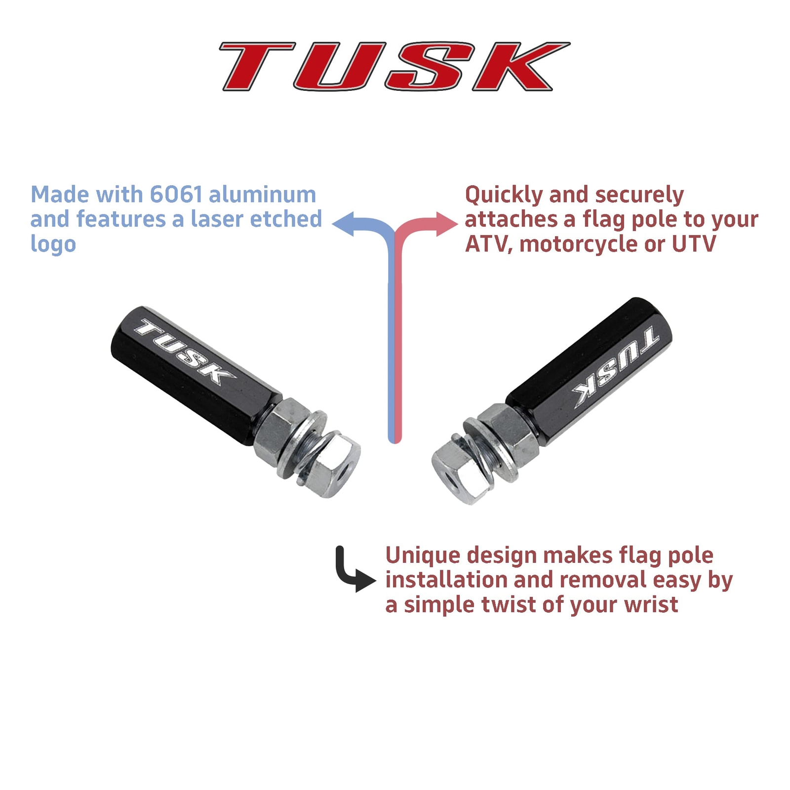 Tusk Quick Release Flag Pole Holder for ATV Motorcycle UTV Easy Install