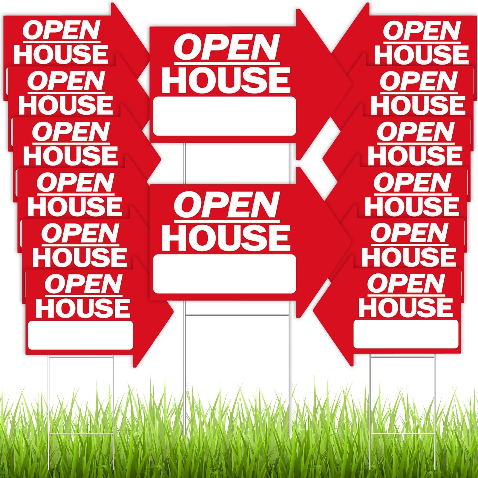 14 Pcs Open House Signs Double-Sided 18×24 Inch Arrow Directional Yard Signs