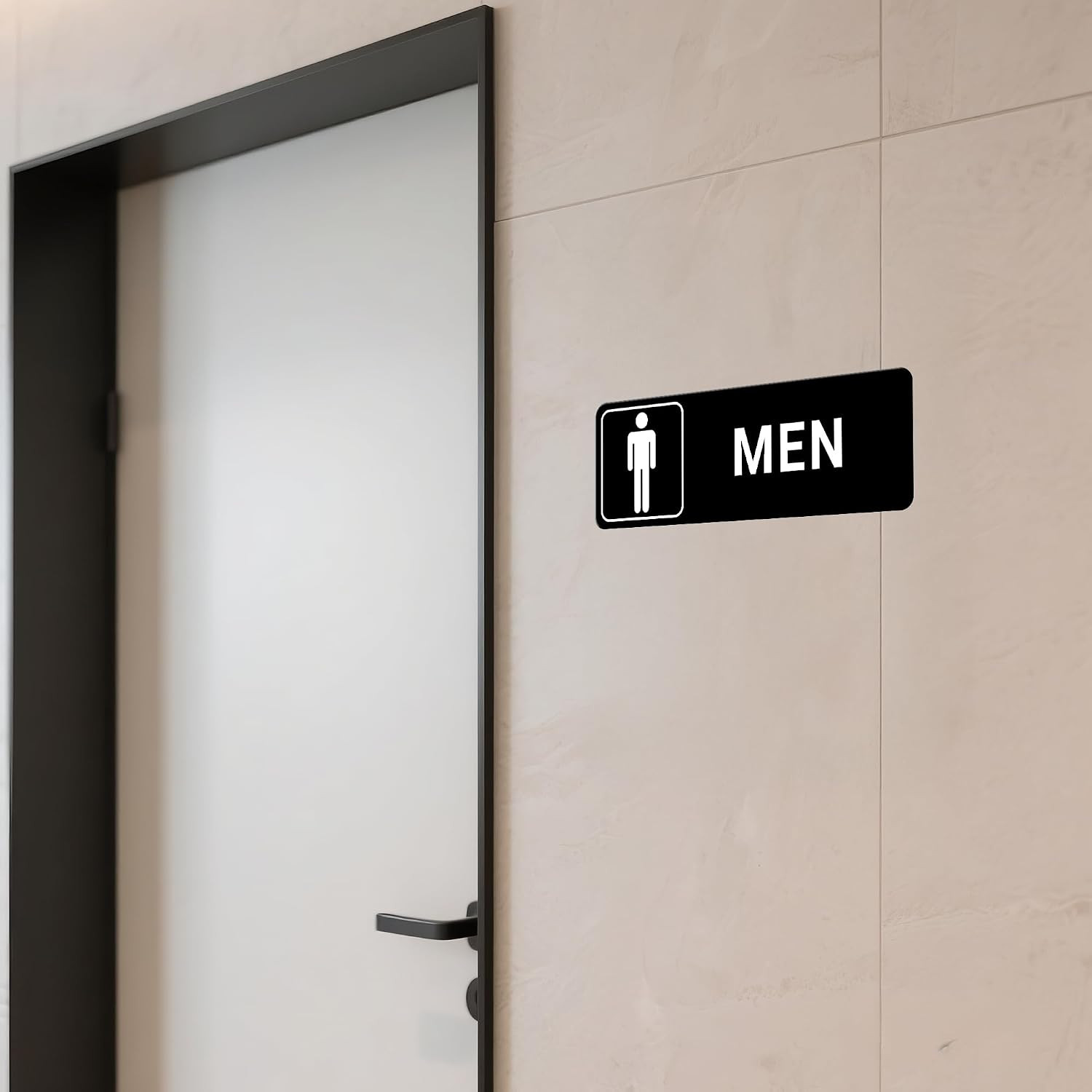 Restroom Sign – (2 Pack) Signs for Business with Strong Self-Adhesive, Bathroom