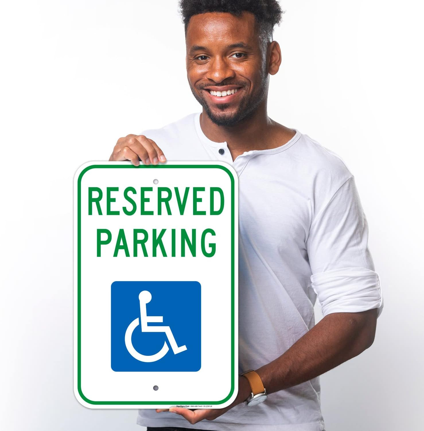 Handicap Parking Sign, Reserved Parking Sign, 12X18 Inches, Rust Free .063 Alumi
