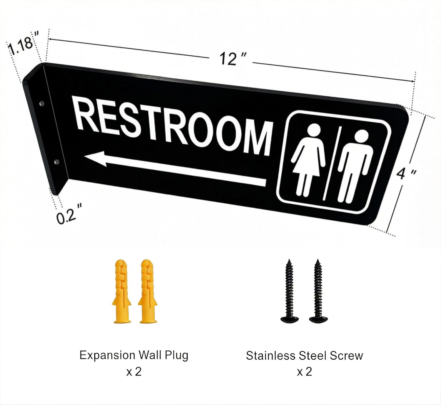 Commercial Double-Sided Restroom Sign – Restroom Sign with Arrow – Wall-Mounted