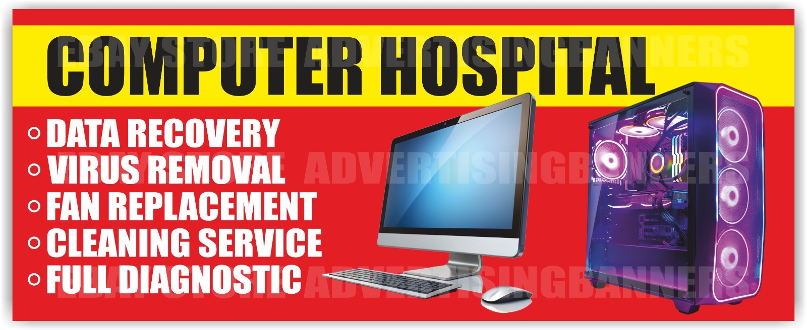 COMPUTER HOSPITAL Advertising Banner Vinyl Sign Electronics Repair Data Recovery