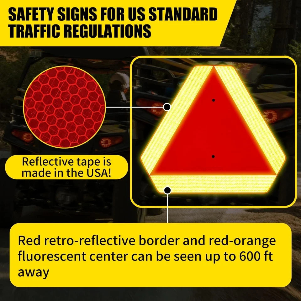 Slow Moving Vehicle Sign, Plastic DOT Slow Moving Vehicle Triangle Signs, SMV Si