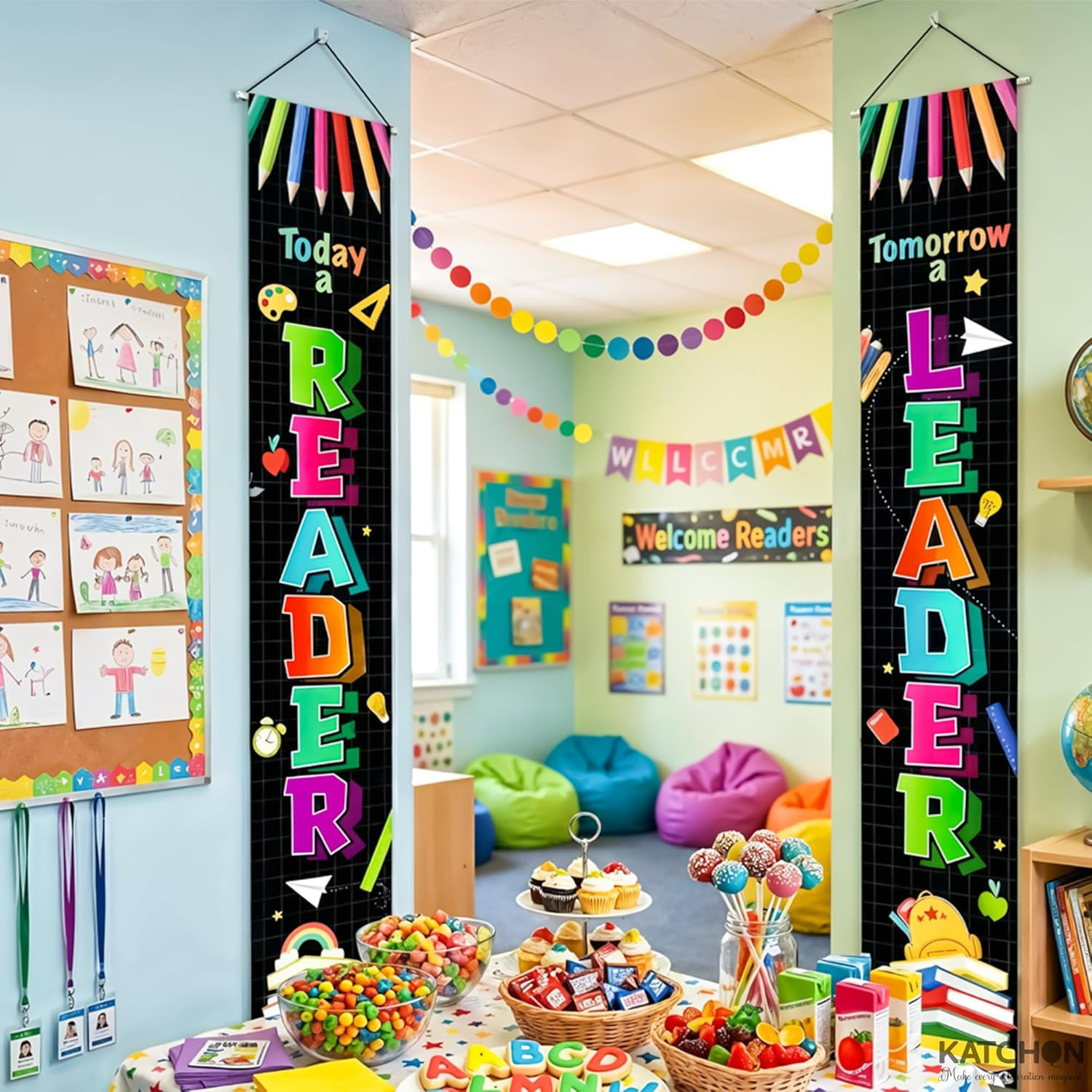 , Back to School Door Banner – 120X20 Inch | Today a Reader Tommorrow a Leader D