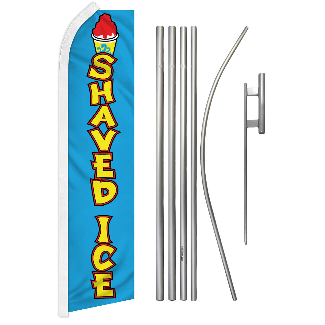 Shaved Ice Advertising Swooper Feather Flutter Flag & Pole Kit Concessions Food