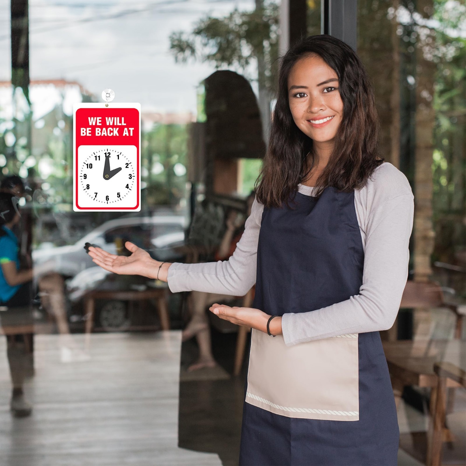 Will Return Sign with Clock – 2 Pack – 9.25×5.75 Inch – Bright Red & White – Suc