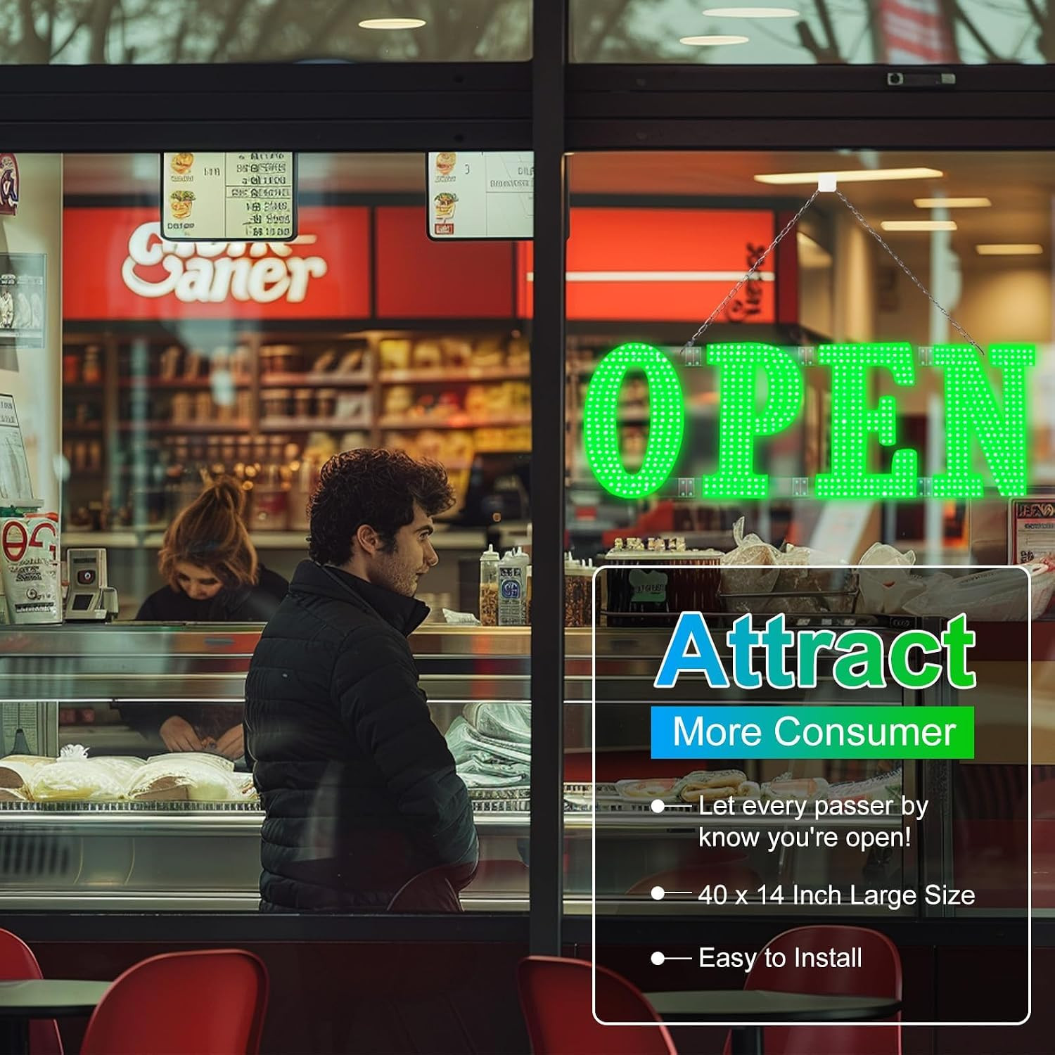 30″X10″ Large LED Open Signs for Business Super Bright Unique Design Open Sign w