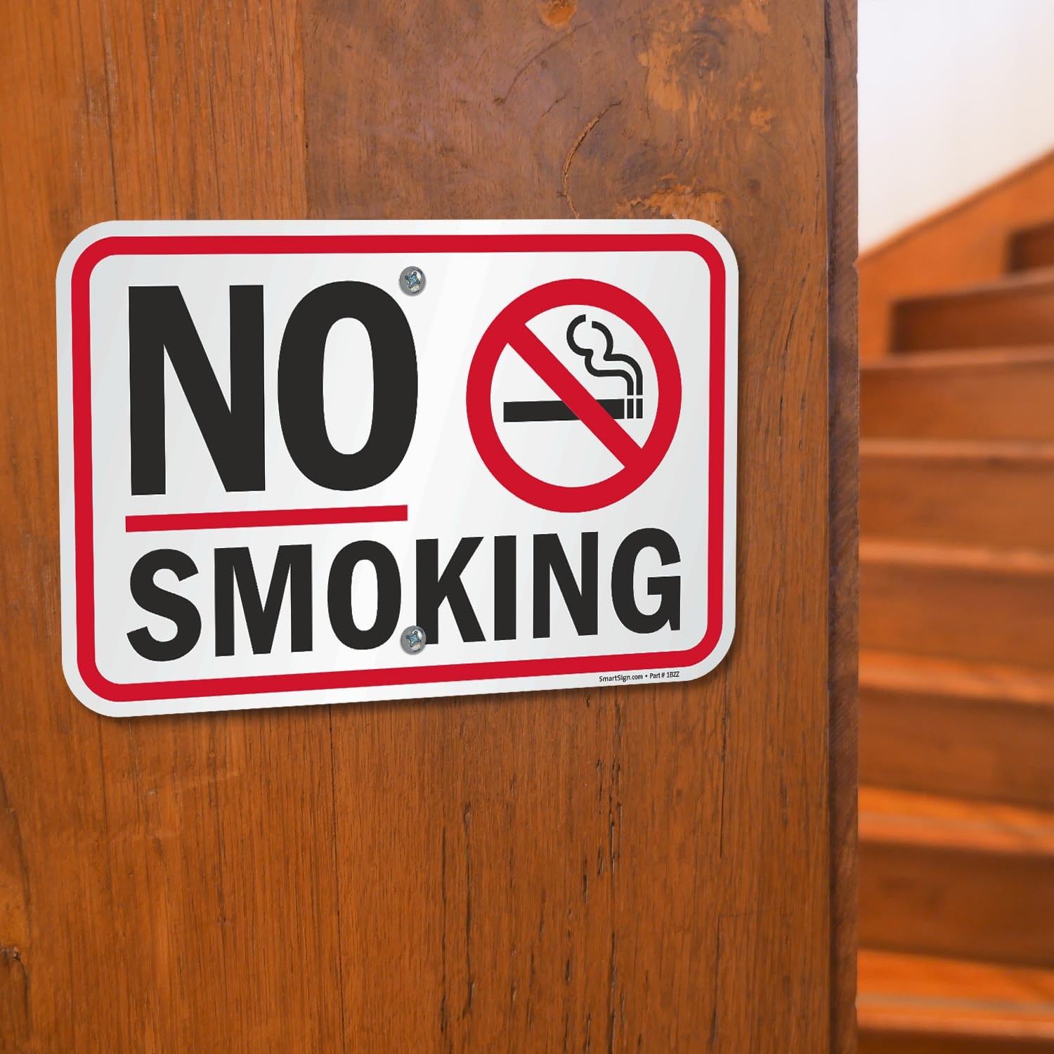 SmartSign 12 x 18 inch “No Smoking” Metal Sign with Symbol, Screen Printed, 63 m