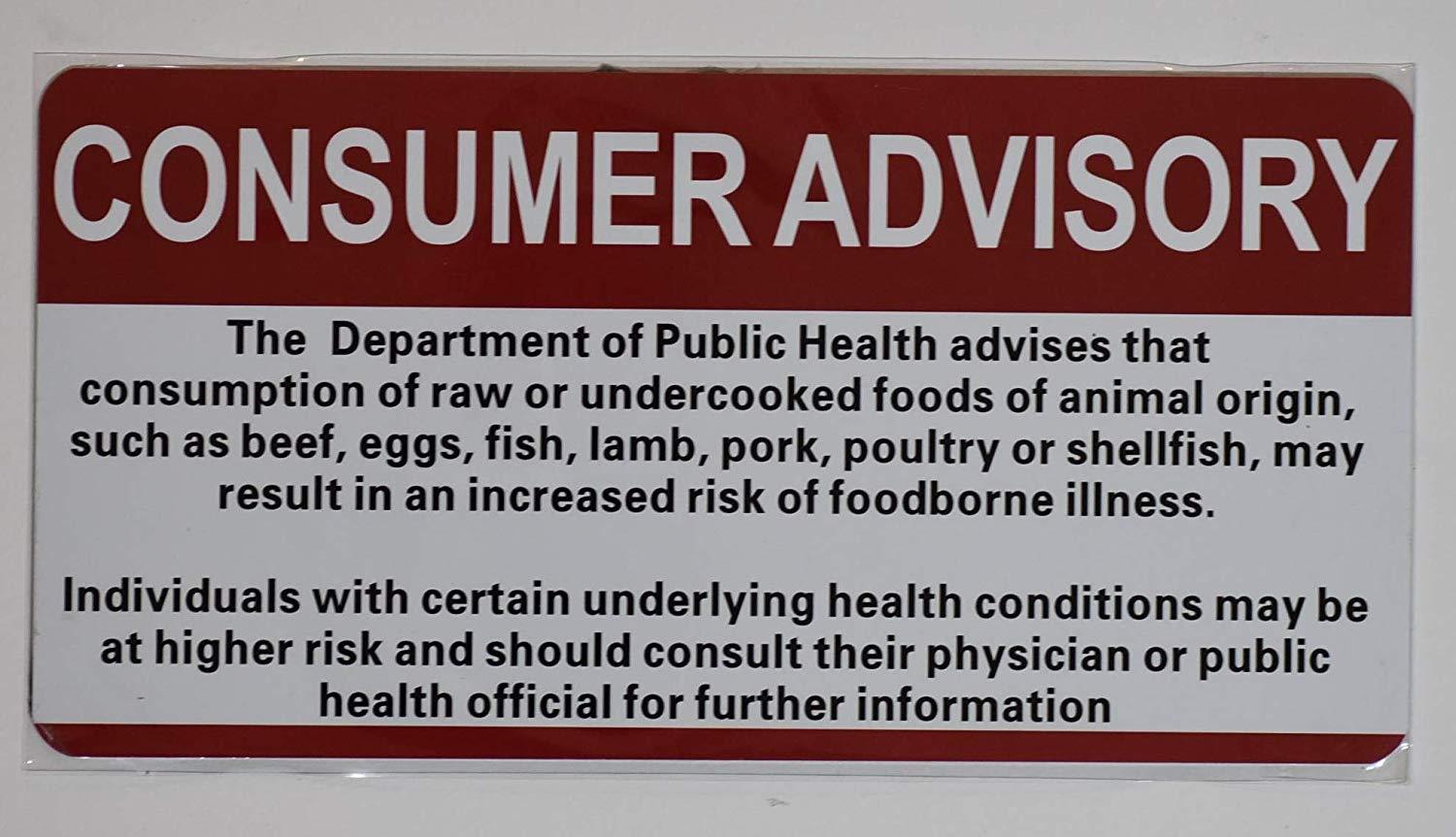 Restaurant Consumer Advisory Sign (Double Sided Tape White, Rust Free Aluminium
