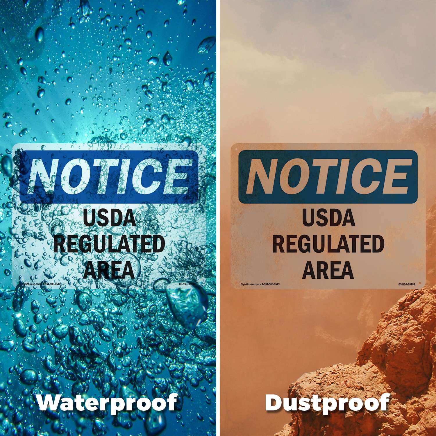 USDA Regulated Area OSHA Notice Sign Metal, Plastic, Or Decal – 5 or 10 Pack