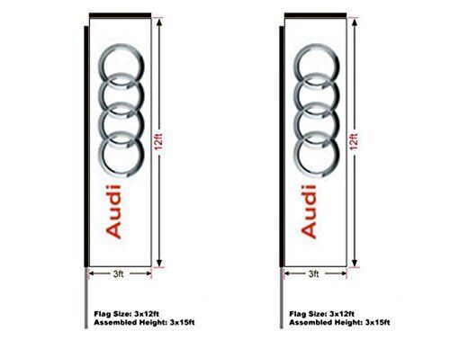 Audi Rectangular Flag, Kit with 15′ Pole and Ground Spike, 3’W x 12’H