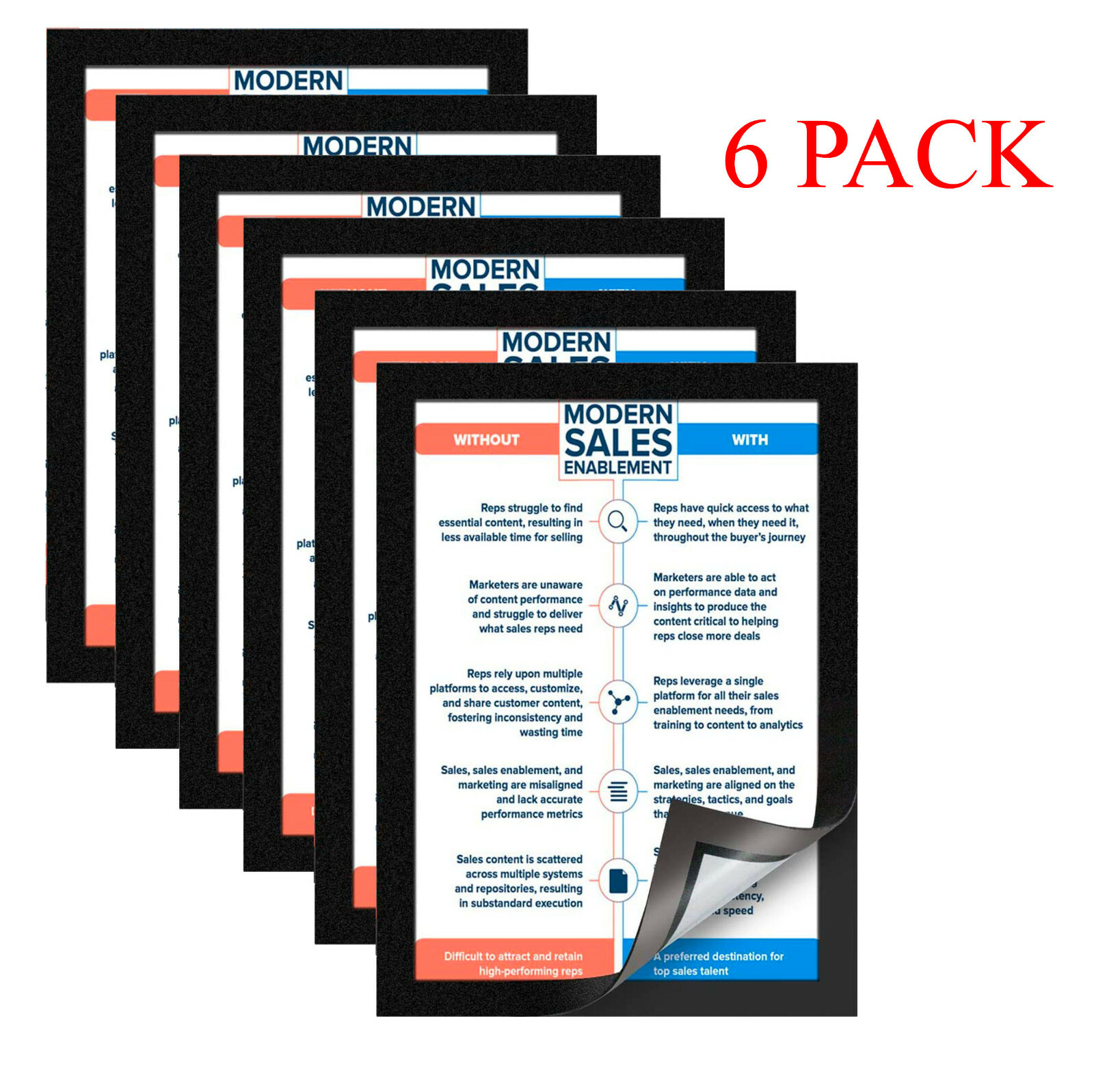 Self-Adhesive Magneti Business and Store Document Sign Holder Picture Frames-6PK