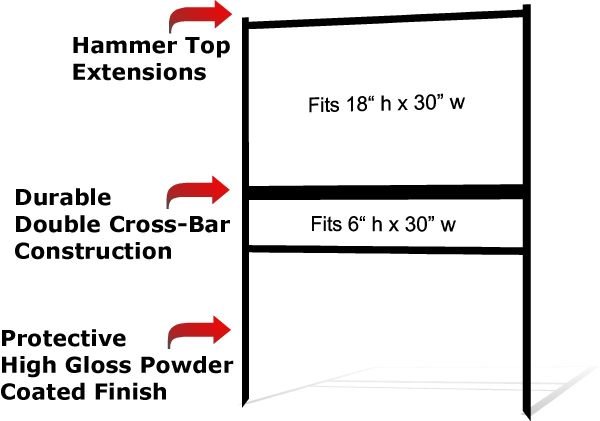 Real Estate Yard Sign Metal Frame, 18 x 30 Slide-In (1) Rider, Black (Pack of 1)