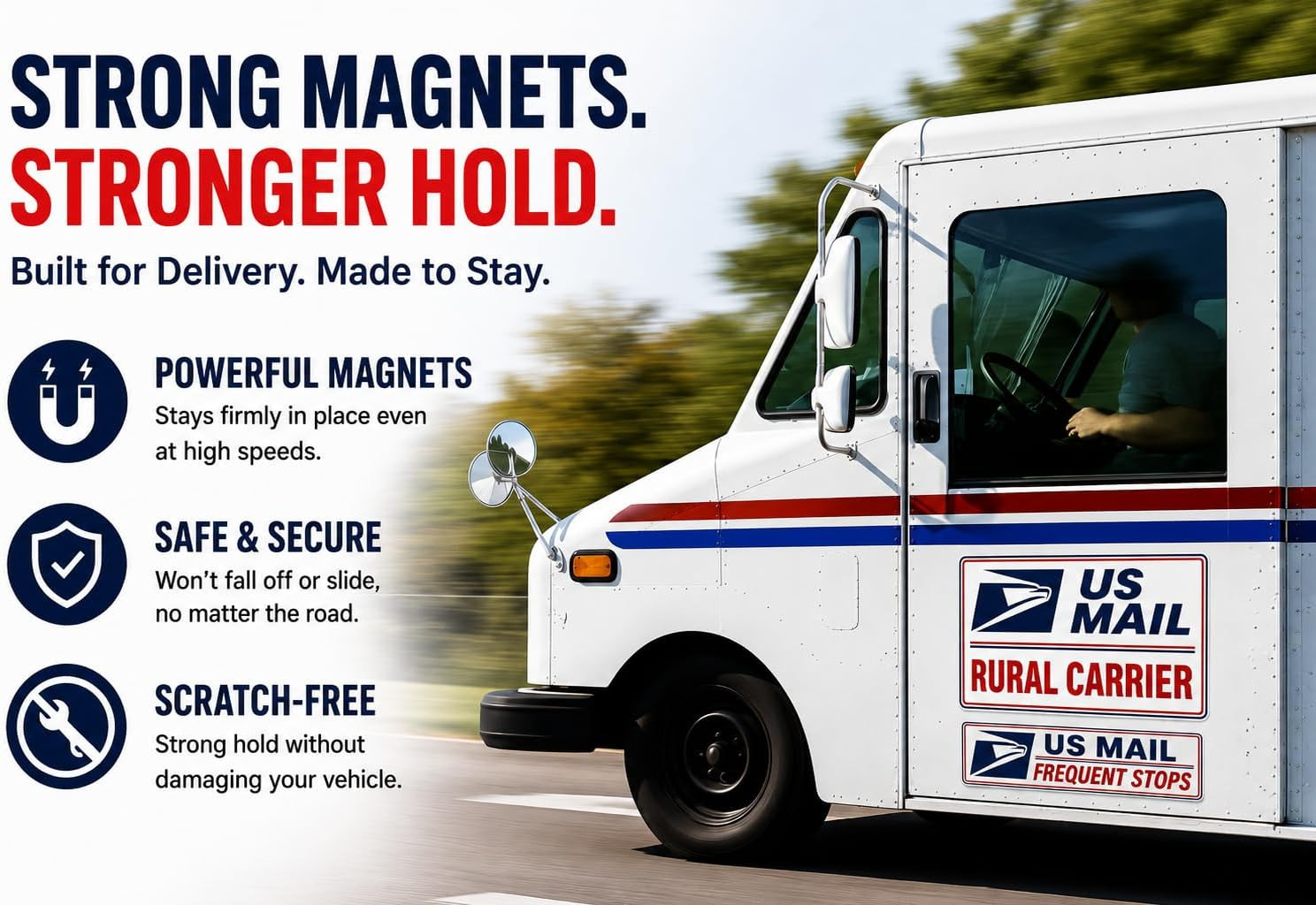 (3 Pack) U.S. Mail Delivery Driver Magnetic Signs U.S. Rural Delivery Carrier