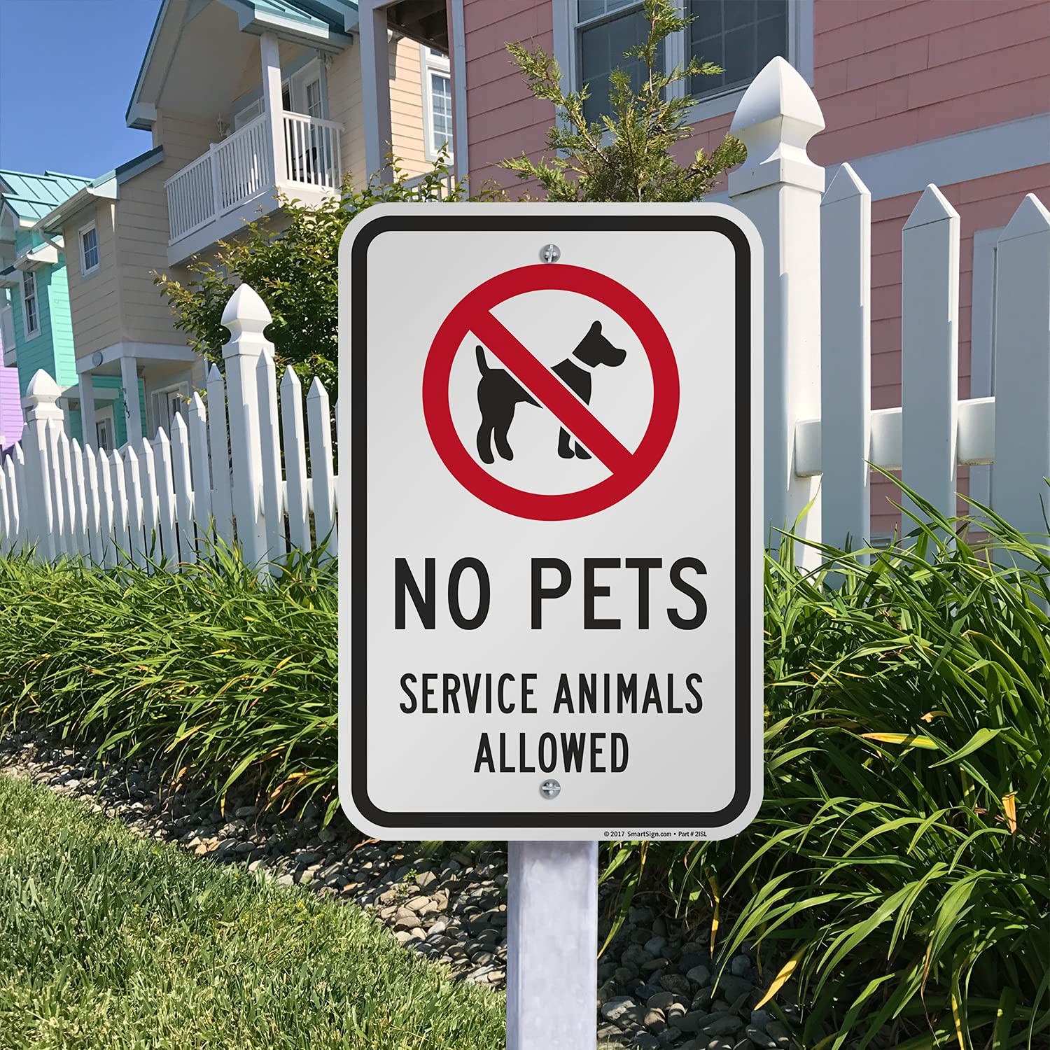 18 x 12 inch “No Pets – Service Animals Allowed” Metal Sign 63 mil Laminated …