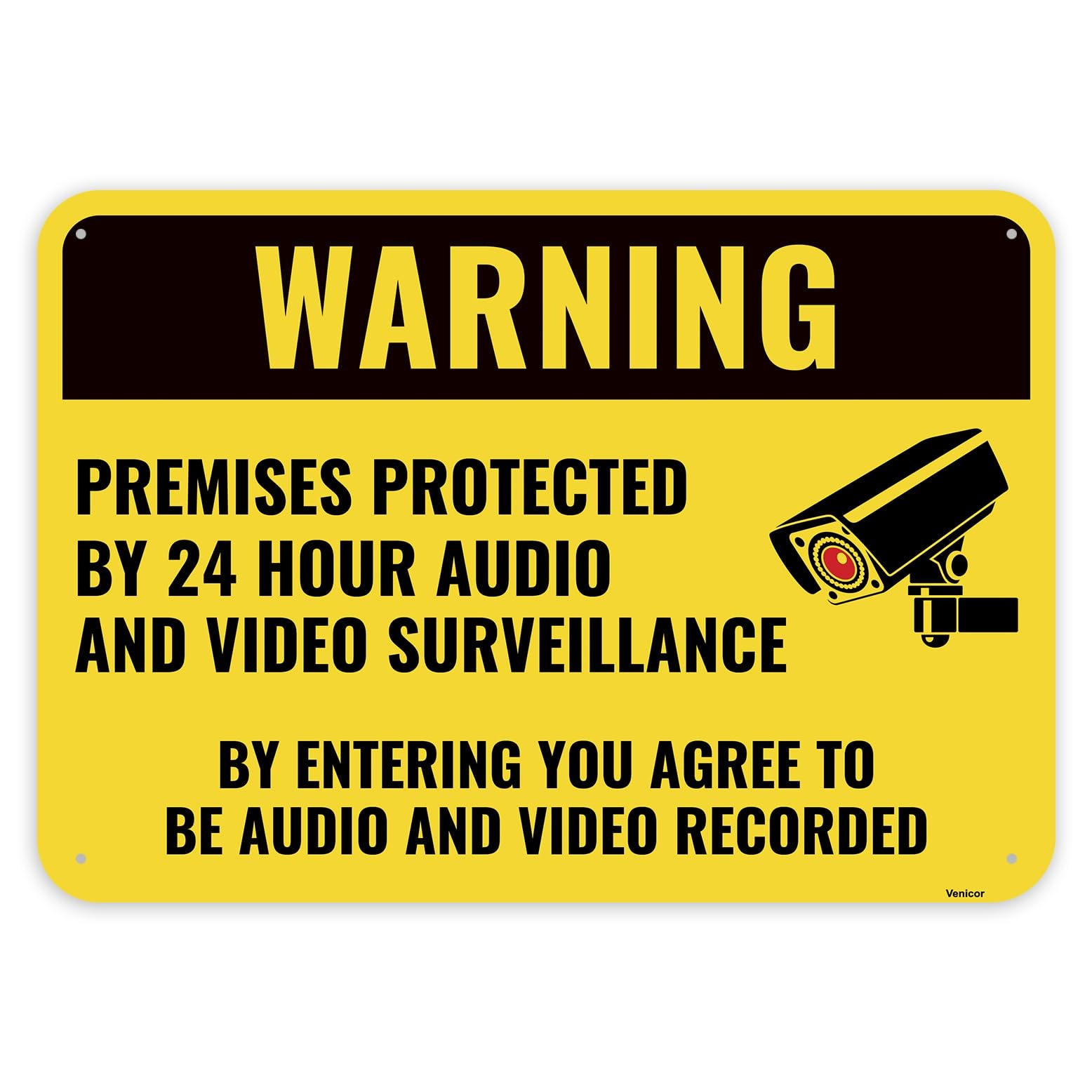 1PC Warning Video and Audio Surveillance Recording Sign, 10 x 7 Inches – Alum…