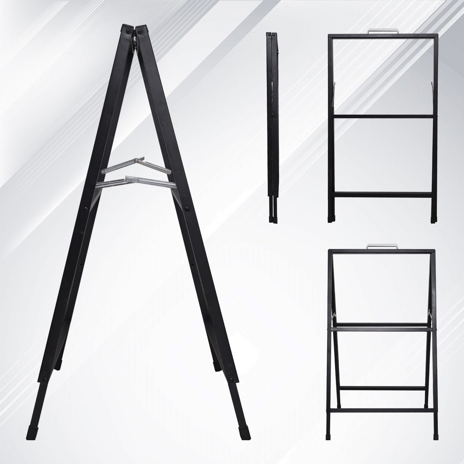 Heavy-Duty Double-Sided Metal A-Frame Sidewalk Sign Holder Stand 24″x36″
