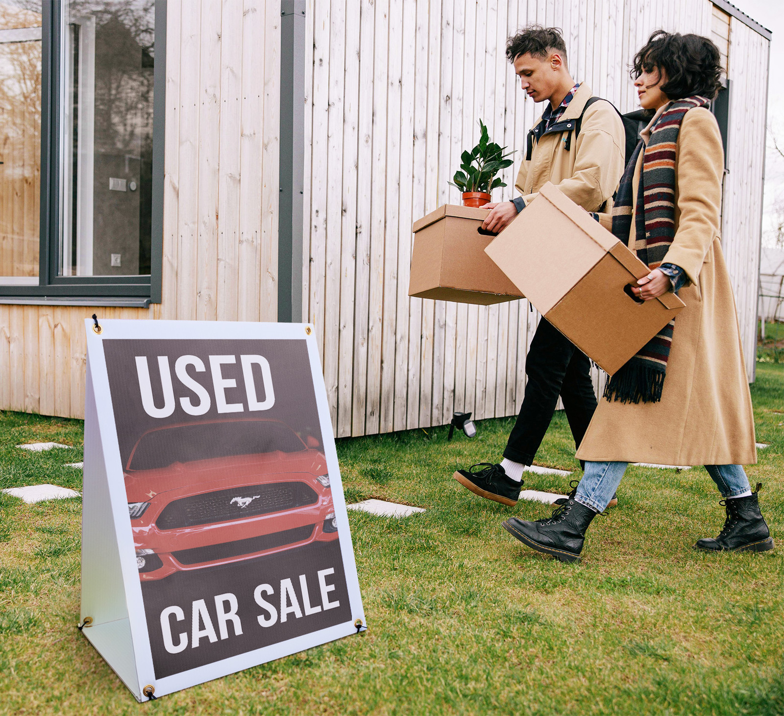Used Car Sale A-Frame Sidewalk Sign Affordable Vehicles Trusted Auto Dealer
