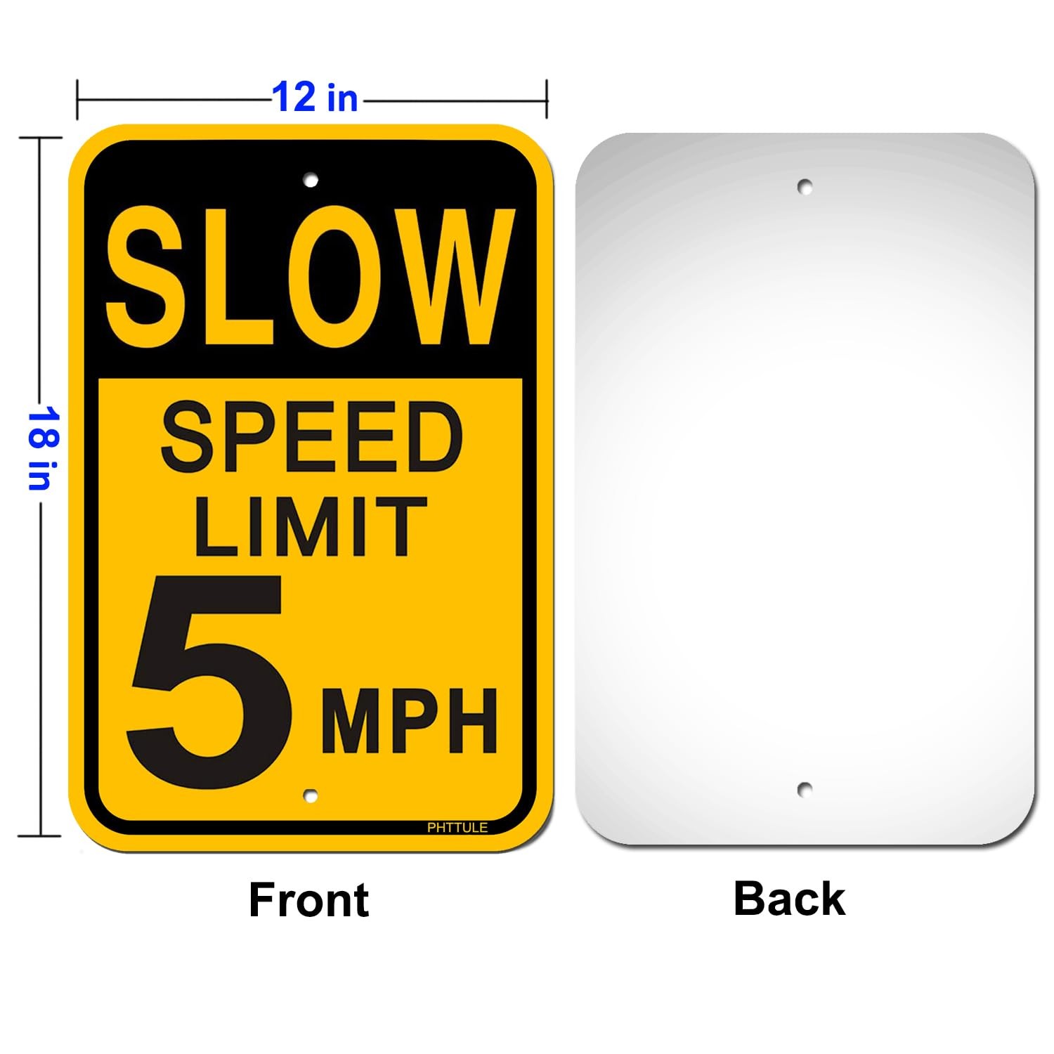 Slow Down Speed Limit 5 MPH Sign (2 Pack) Metal Speed Alert Signs for Street …