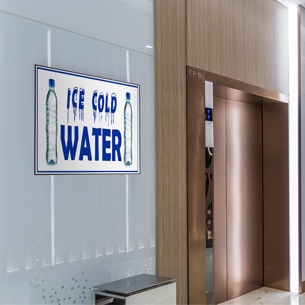 Decal Stickers Ice Cold Water Restaurant Food Bar Vinyl Store Sign Label