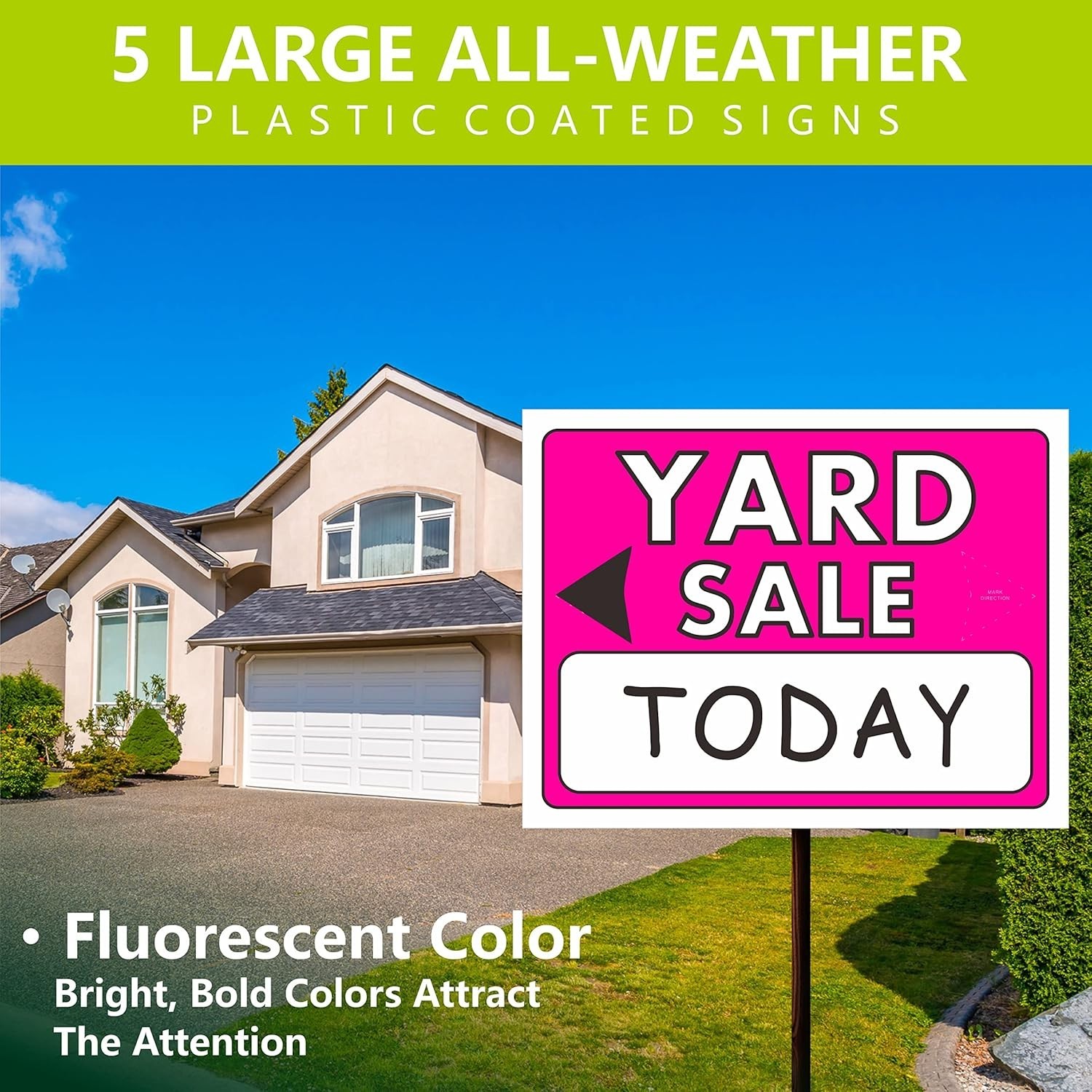 Fluorescent Double-Sided Garage Sale Signs with Customizable Pricing Labels