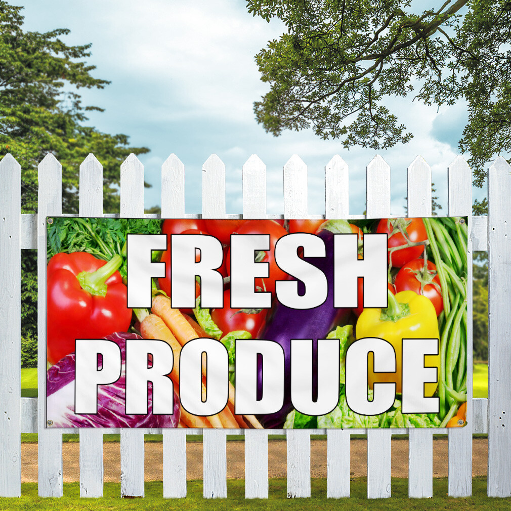 Vinyl Banner Multiple Sizes Fresh Produce Farmer’s Market Food Fair Business