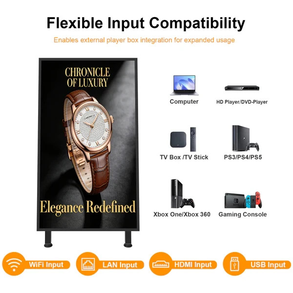 Indoor 32inch Portable Digital Signage Display 350nits 2K LCD Advertising Sign