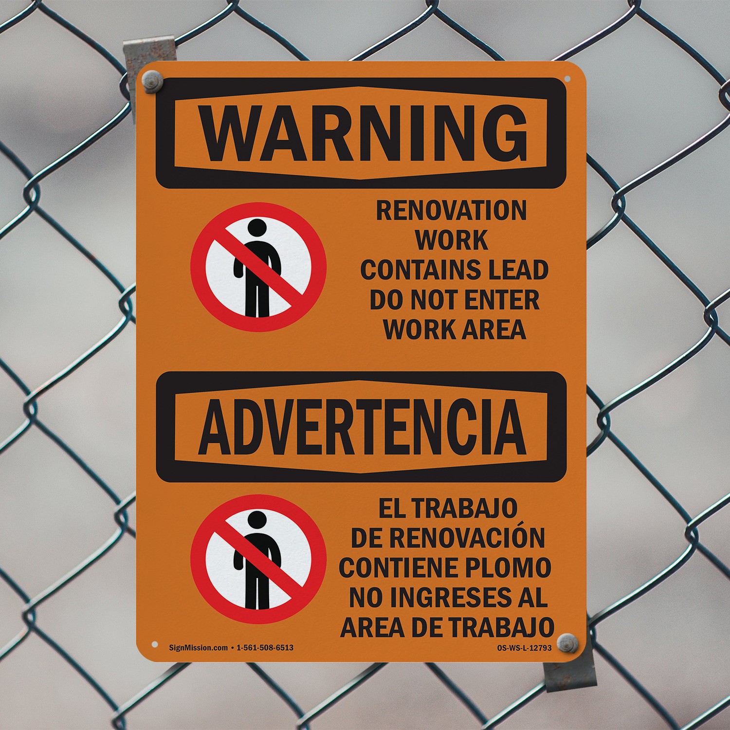 Renovation Work Contains Lead Do Not Enter OSHA WARNING Sign, Decal 5 or 10 Pack