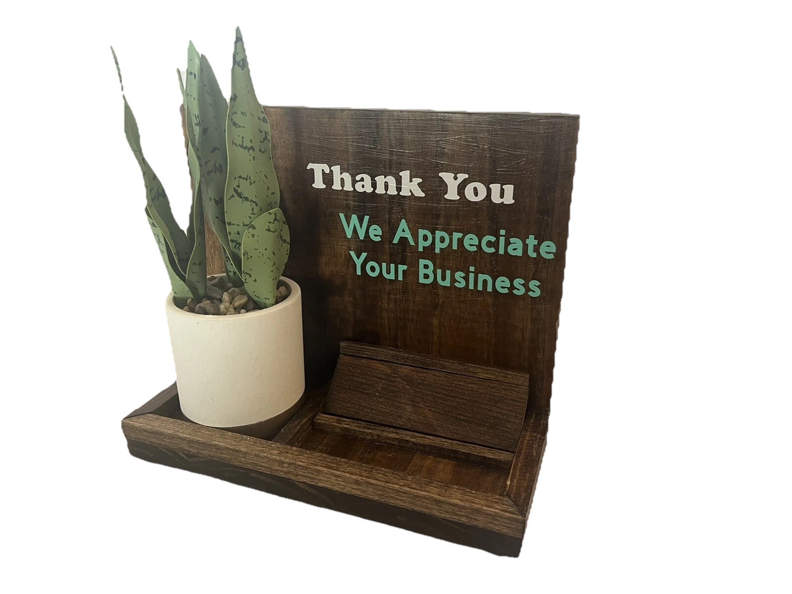 Appreciate Your Business Free Standing Wood Sign And Business Card Holder