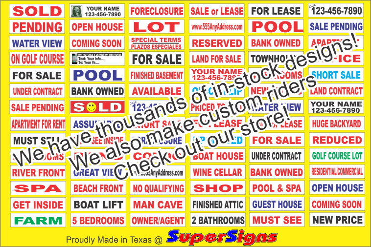 OWNER / AGENT 6″x24″ REAL ESTATE RIDER SIGNS Buy 1 Get 1 FREE 2 Sided