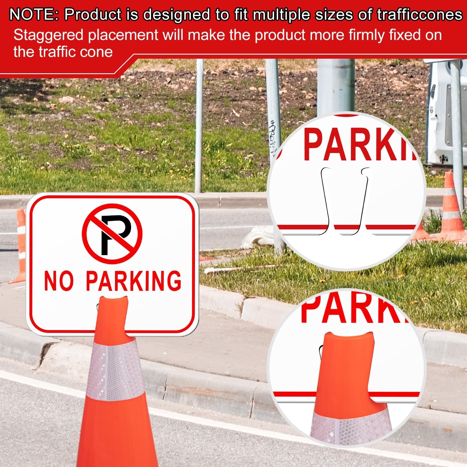 6 Pcs No Parking Signs Traffic Cone, 12.6 x 10.43 Inches Plastic Traffic Cone