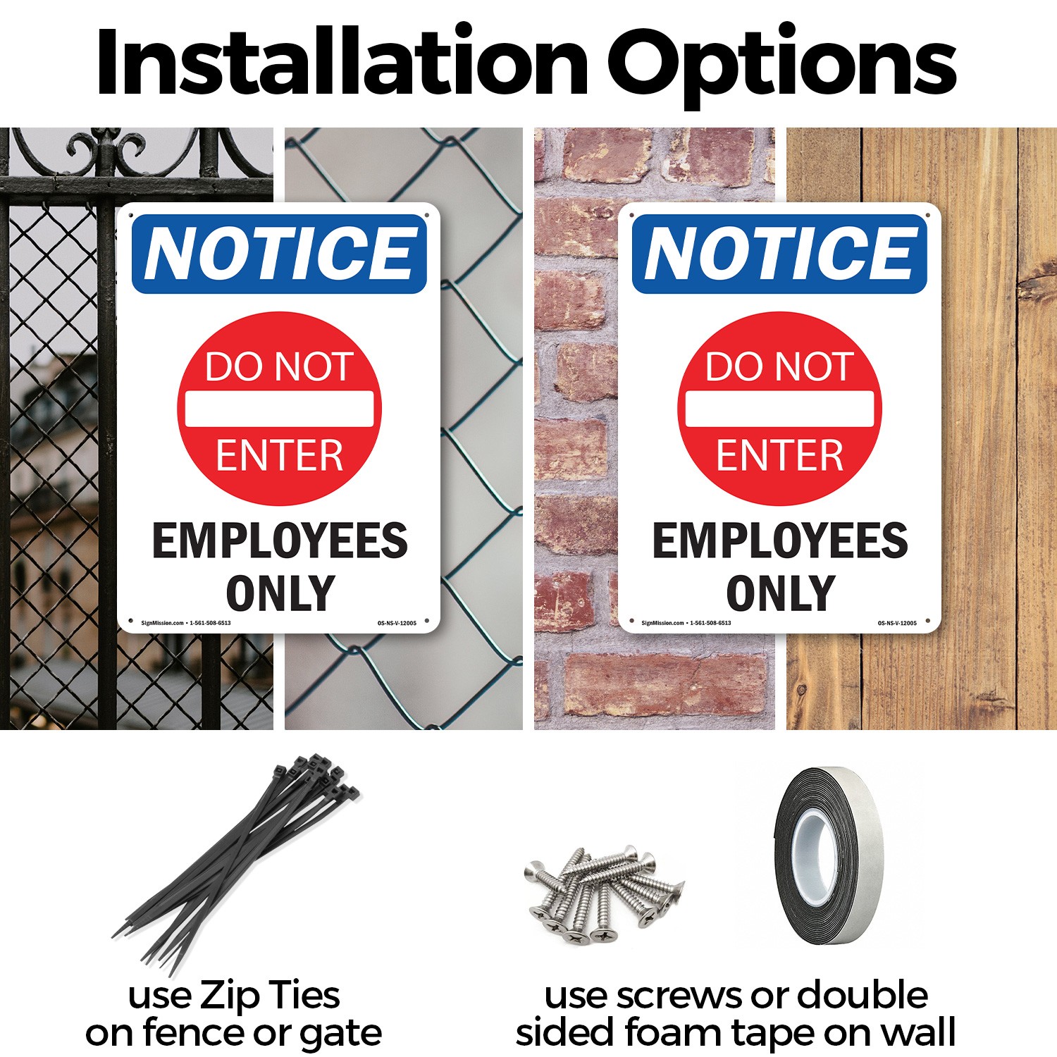 Employees Only OSHA Notice Sign Metal, Plastic, Or Decal – 5 or 10 Pack