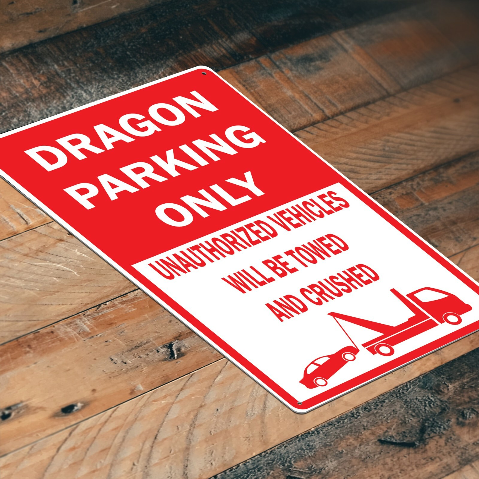 Dragon Funny Parking Only | Novelty Sign | 8×12 Inches | 4 corner holes