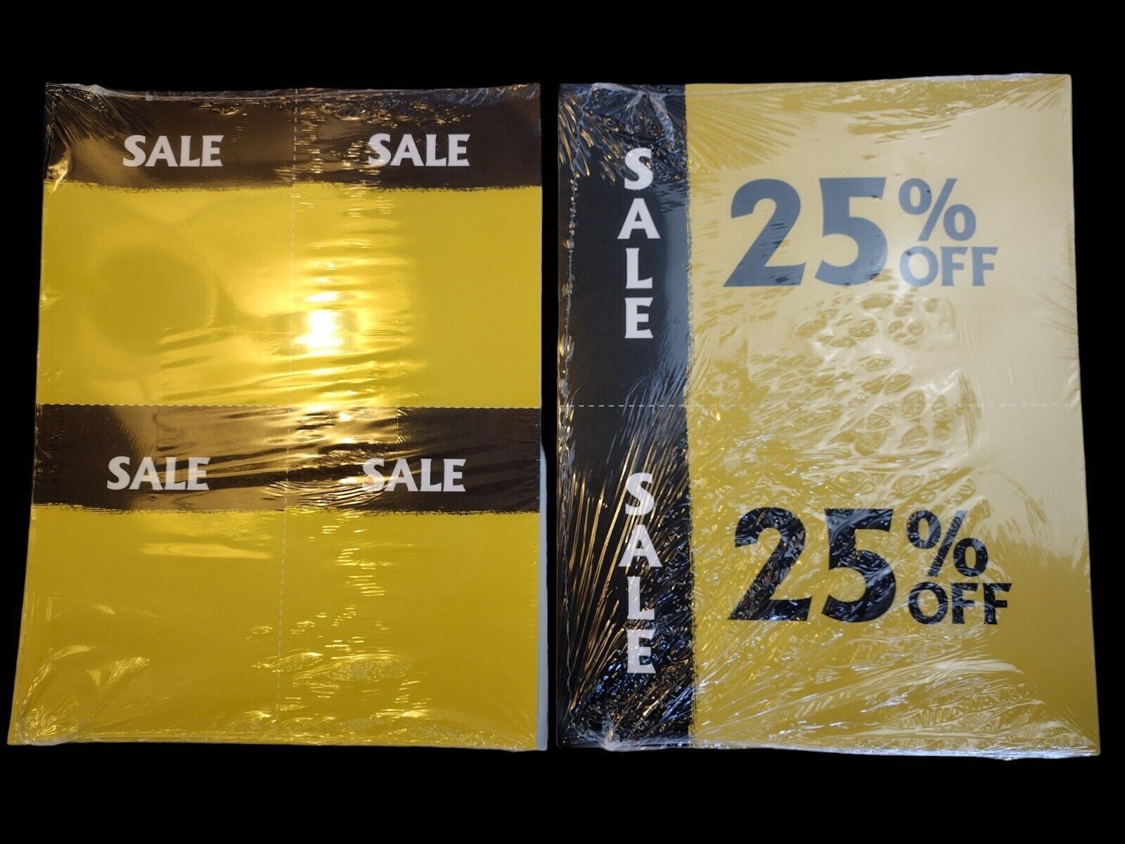 Lot Of 100 Sale Signs Unused 25% Off And Blank Signs Yellow Black