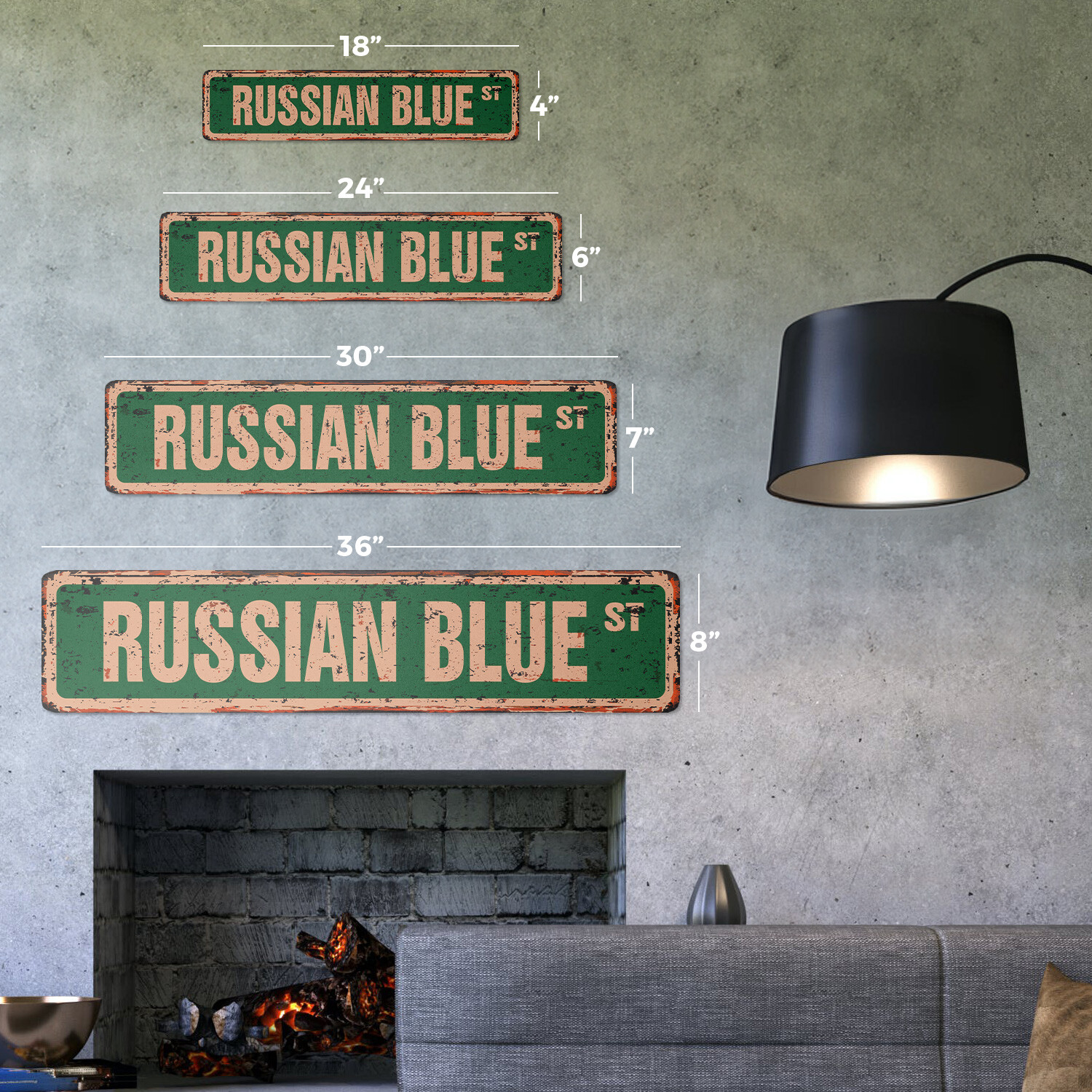RUSSIAN BLUE Vintage Street Sign Metal Plastic cat breed feline kitty kitten