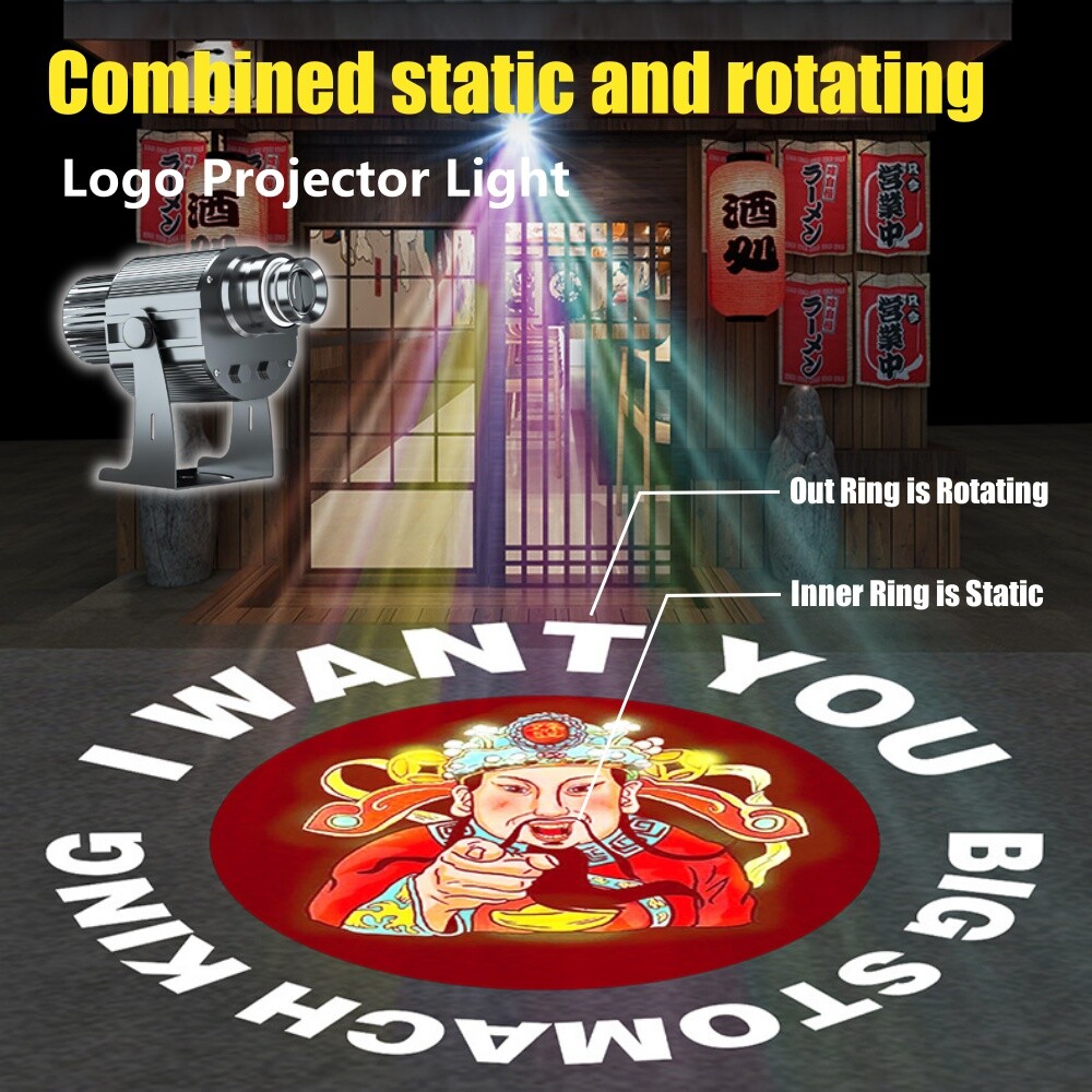 25W-110W Rotate + Static Wateproof LED Logo GOBO Porjector Light Custom Image AD