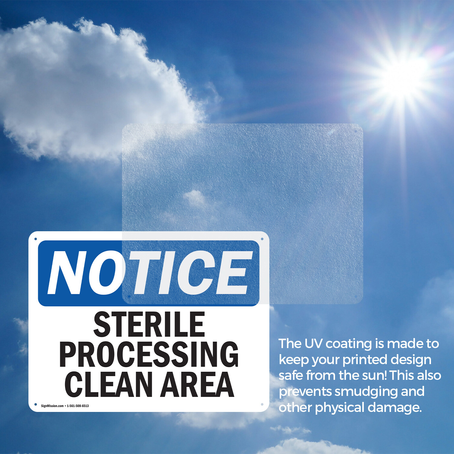 (2 Pack) Sterile Processing Clean Area OSHA Notice Sign Decal Metal Plastic