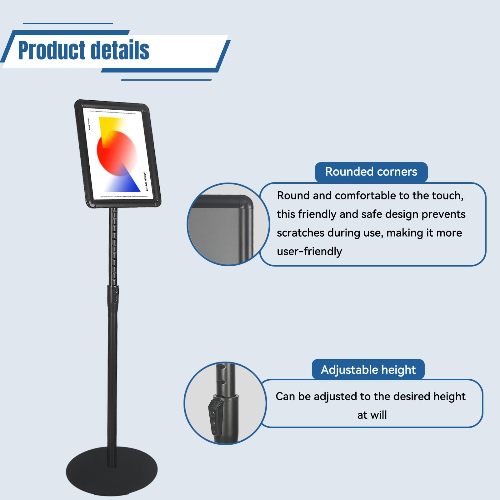 Sign Stand Holder 8.5×11-Inch Adjustable Floor Standing with Heavy Duty Base,…