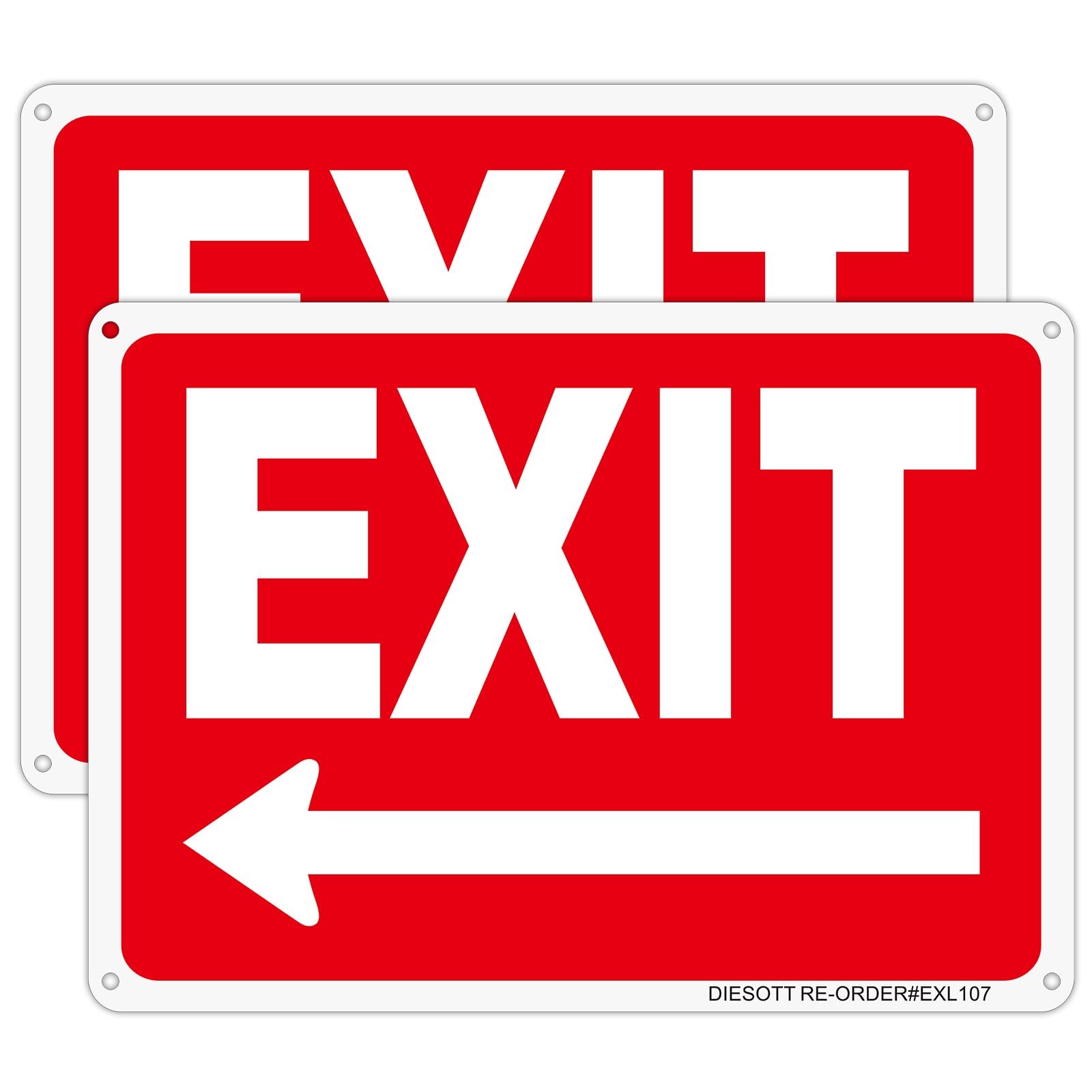 Exit Signs 2 Pack 10×7 Inch Aluminum Left Arrow Outdoor Indoor Weatherproof