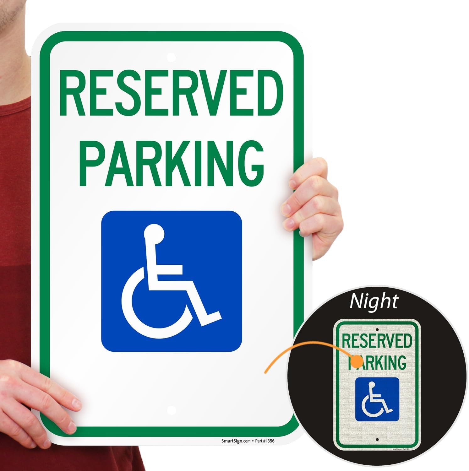 Blue/Green Reflective Reserved Parking Signs, 4 Pack – 18×12