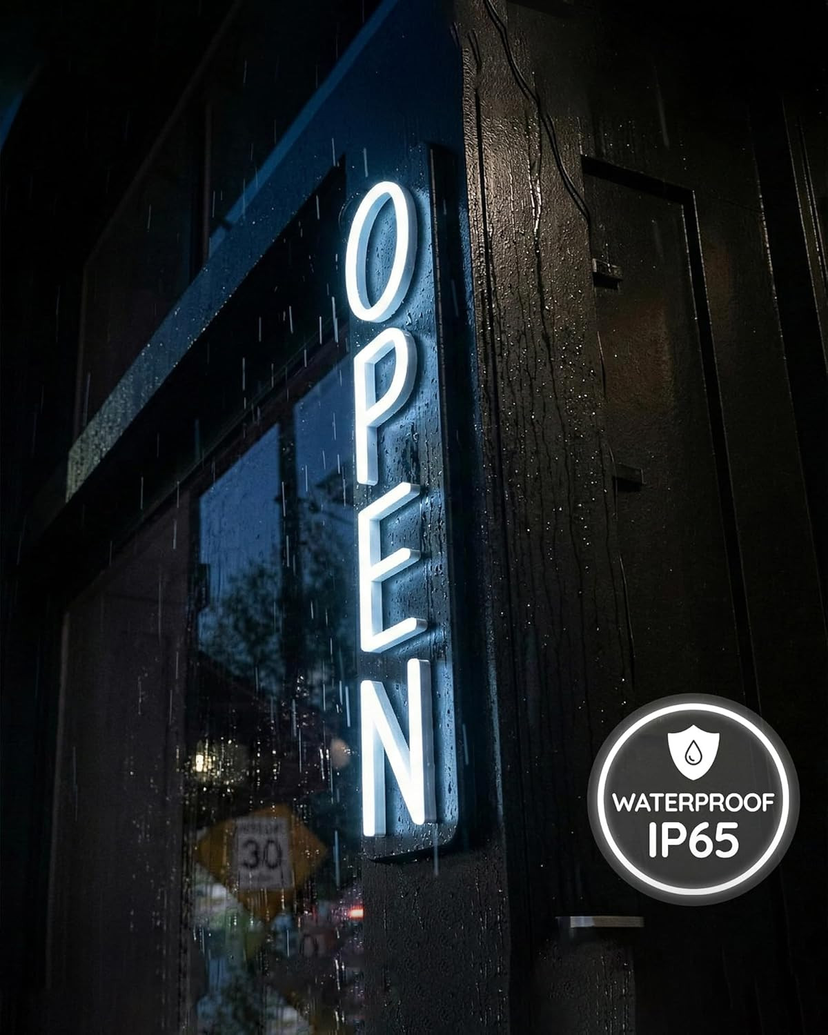 Outdoor Open Sign for Business 28X7In IP65 Waterproof, Vertical LED Neon Open Si